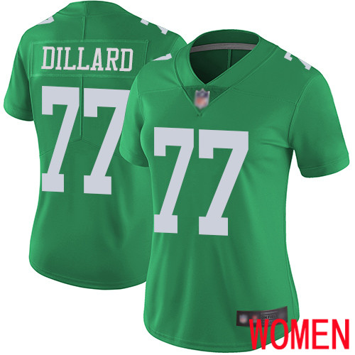Women Philadelphia Eagles #77 Andre Dillard Limited Green Rush Vapor Untouchable NFL Jersey Football